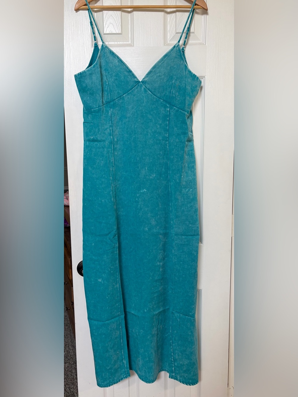 Zenana Outfitters Teal Blue Slip Dress with Adjustable Spaghetti Straps
